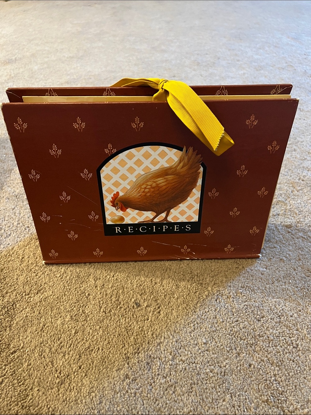 1983 Accordion Hallmark Recipe Brown Box with Gold Motif
